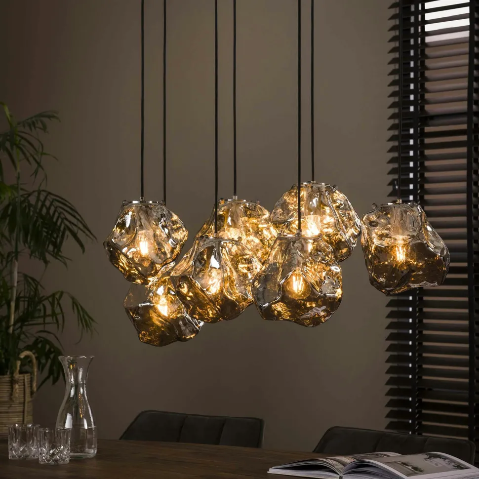 Suspension contemporaine effet glaçon finition chromée NIAGARA