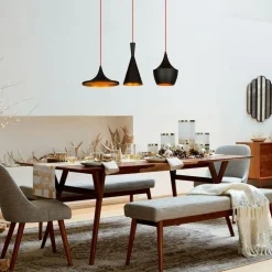 Suspension cuisine noire mat câble rouge, 3 formes SILE