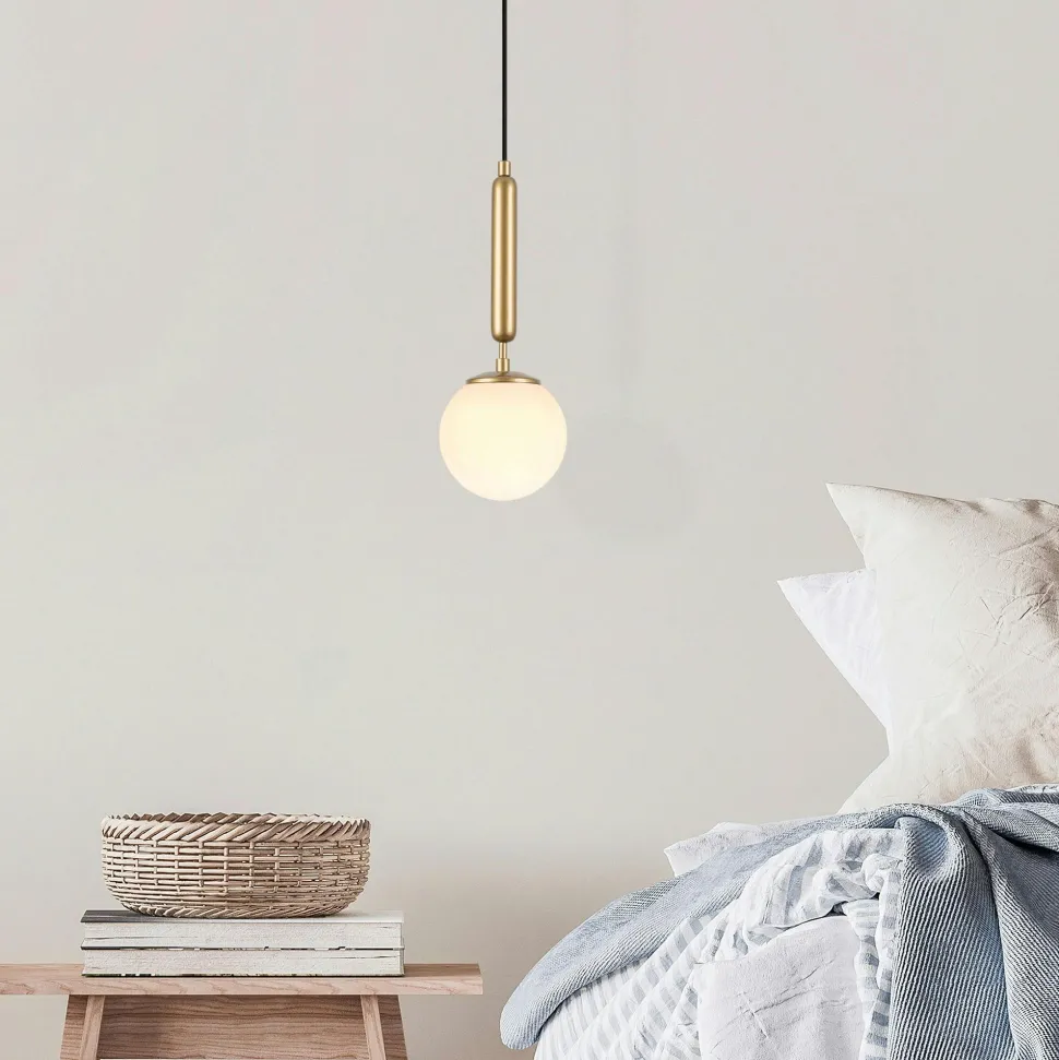 Suspension de chambre – globe blanc et or SIERRE