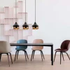 Suspension de table noire et cuivre, 3 abat-jour SILE
