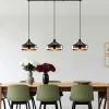 Suspension de table noire & cuivre, 3 abat-jour évasés SILE