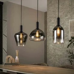 Suspension de table noire dôme intérieur doré Ø60 cm SILE