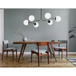 Suspension design dorée 6 globes verre dépoli SIERRE