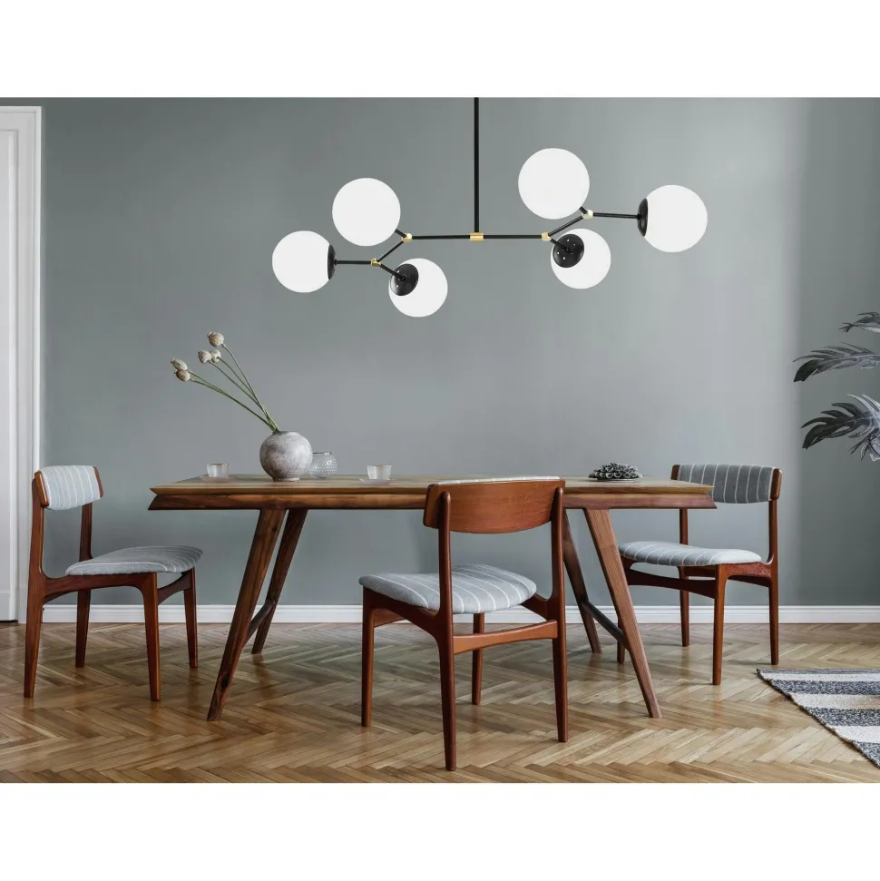 Suspension design dorée 6 globes verre dépoli SIERRE