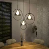 Suspension design en verre fumé 3 abat-jour coniques RALF