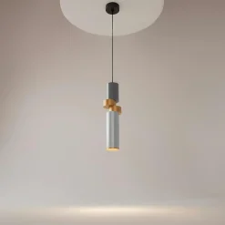 Suspension design grise & or – tige & anneaux dorés SOLANA