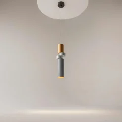 Suspension design grise & or – tige & anneaux dorés SOLANA