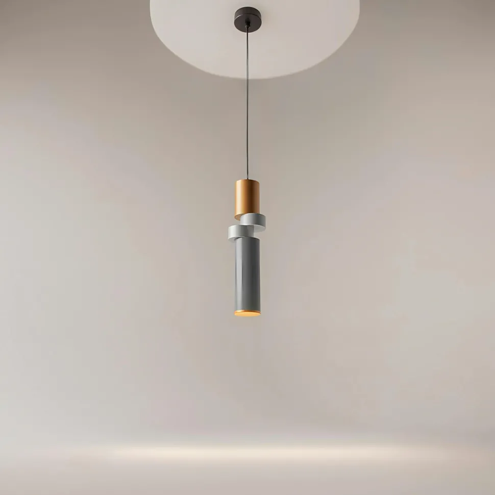 Suspension design grise & or – tige & anneaux dorés SOLANA