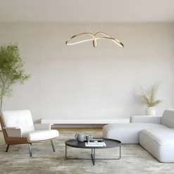 Suspension design LED avec boucle dorée stylisée AVA