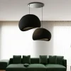 Suspension design noire 2 abat-jour organiques H.32 cm NOXIS