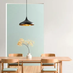 Suspension design noire & dorée évasée, fini alvéolé SILE