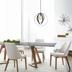 Suspension design noire filaire, anneaux entrelacés SILE