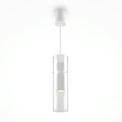 Suspension design verre – cylindre blanc et transparent TAVA