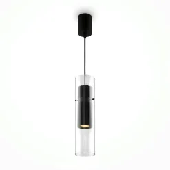 Suspension design verre – cylindre blanc et transparent TAVA