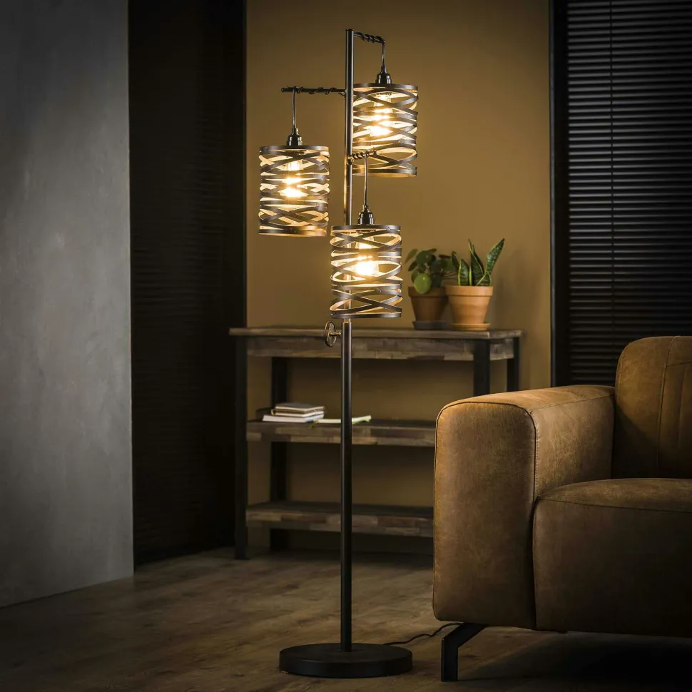 Suspension en bois ajourée 4 lampes LUCKNOW