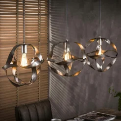 Suspension en verre fumé – 6 globes déformés NIAGARA