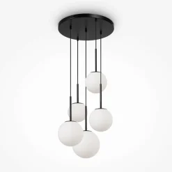 Suspension globe en verre & tige or, 20 cm DELTONA