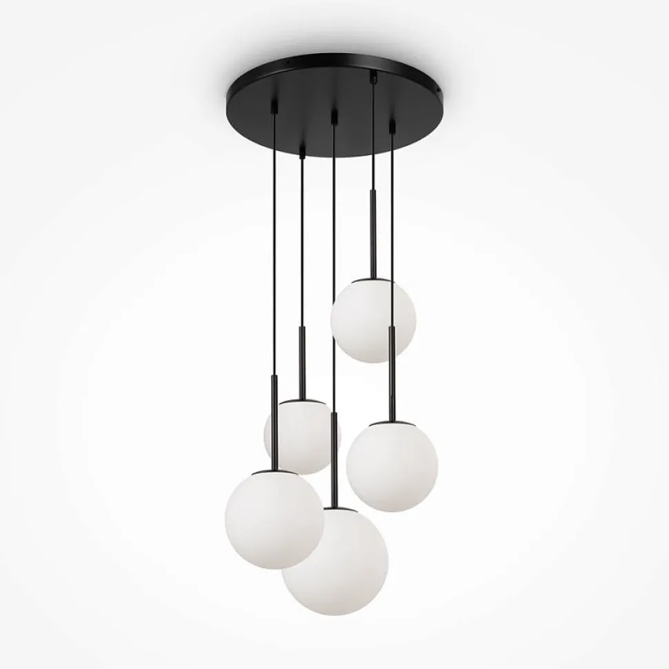 Suspension globe en verre & tige or, 20 cm DELTONA