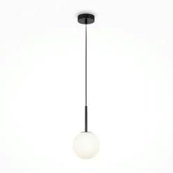 Suspension globe noire - verre dépoli 15 cm DELTONA