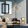 Suspension grappe vintage noir et or 7 lampes SILE