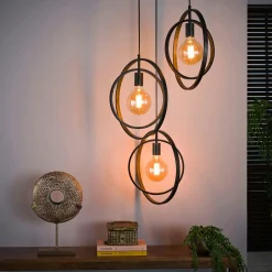Suspension industrielle 3 lampes anneaux croisés TRIBECA