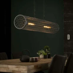 Suspension industrielle cylindre grillagé 2 lampes RALF