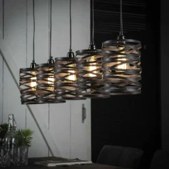 Suspension industrielle effet ruban gris ardoise 7 lampes RALF