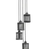 Suspension industrielle métal gris 5 lampes