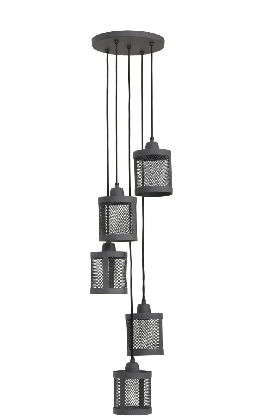 Suspension industrielle métal gris 5 lampes