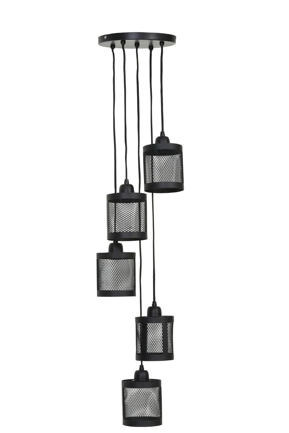 Suspension industrielle métal gris 5 lampes