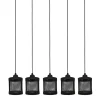 Suspension industrielle métal noir mat 5 lampes horizontales