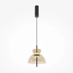 Suspension LED moderne - verre ambré silhouette cloche NORA