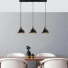 Suspension îlot cuisine – 3 lampes noir et or SILE
