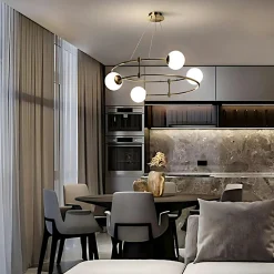 Suspension moderne - 4 globes sur structure spirale DELTONA