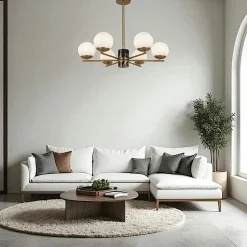 Suspension moderne – 8 globes & marbre noir DELTONA