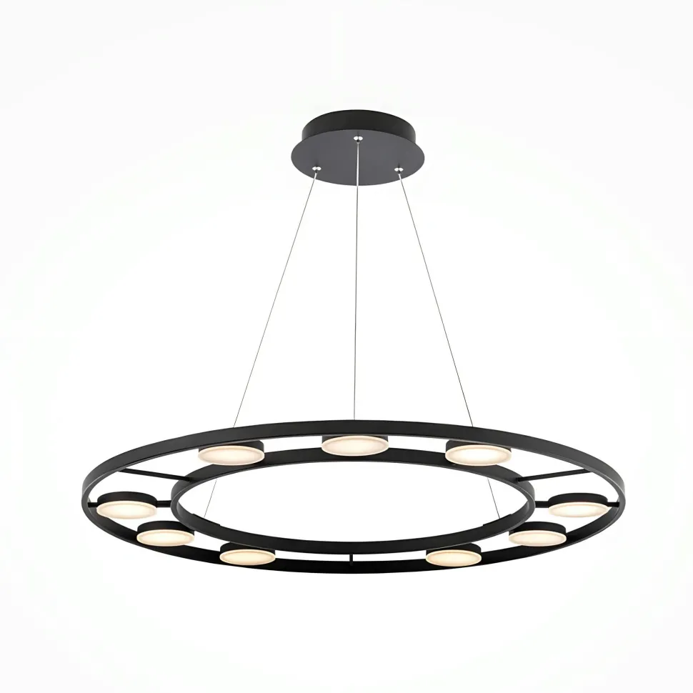 Suspension moderne chandelier – 9 disques noirs OCALA