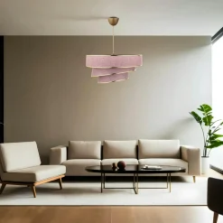 Suspension moderne couleur blush – abat-jour triple ZURICH