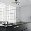 Suspension moderne cuivrée 6 lampes sur tige MARATEA