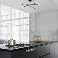 Suspension moderne cuivrée 6 lampes sur tige MARATEA