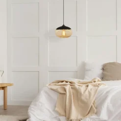 Suspension moderne dorée 3 globes verre ambré SIERRE
