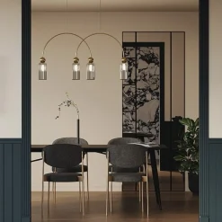 Suspension moderne double arche - verre gris fumé SOLANA