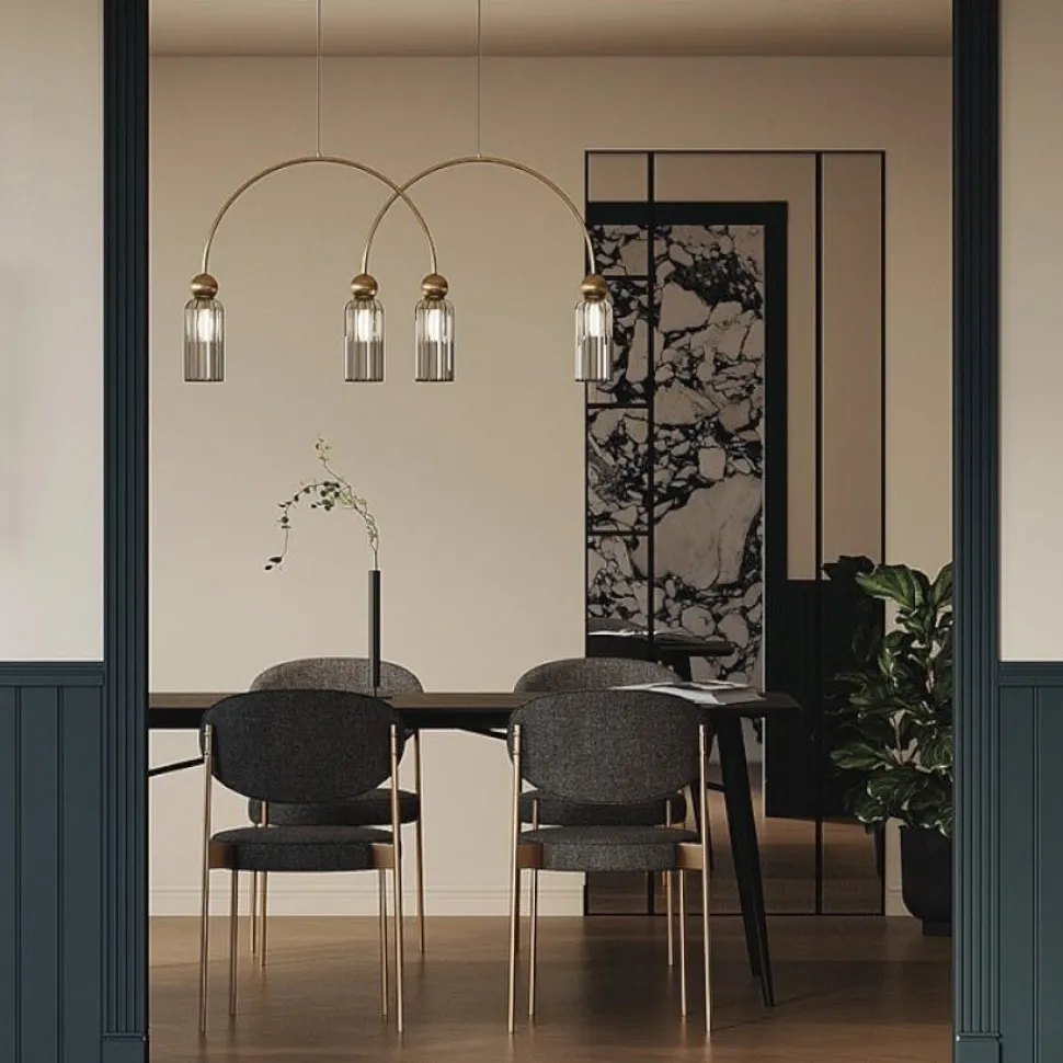 Suspension moderne double arche - verre gris fumé SOLANA