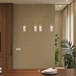 Suspension moderne double arche - verre dépoli SOLANA