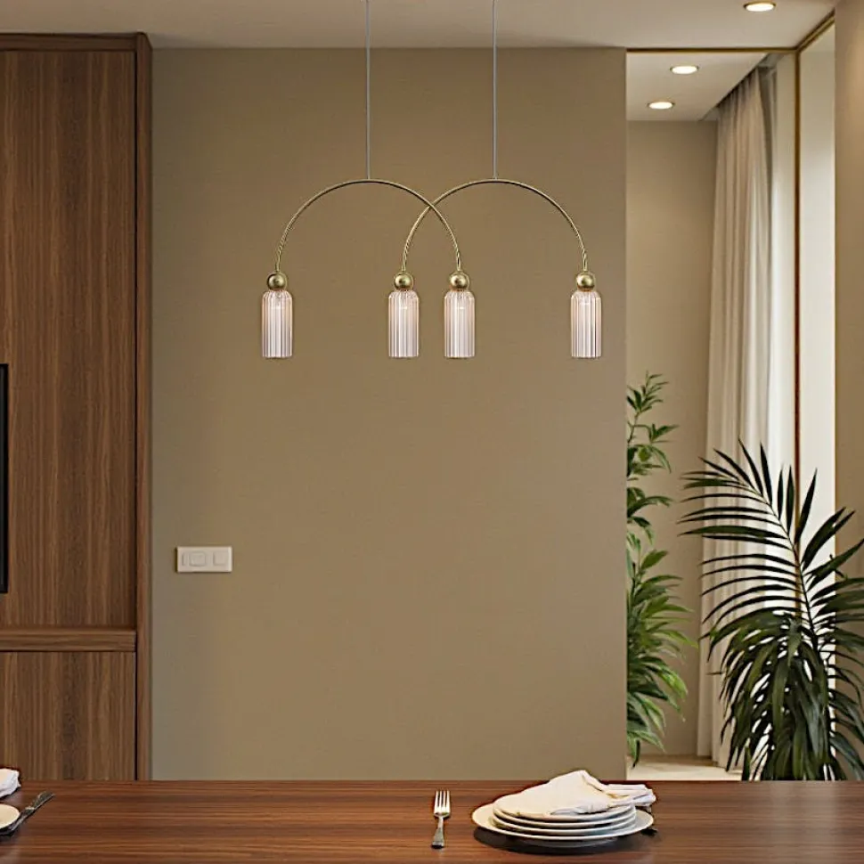 Suspension moderne double arche - verre dépoli SOLANA