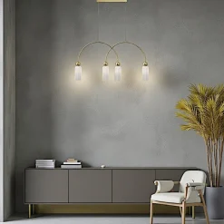 Suspension moderne double arche - verre ambré SOLANA