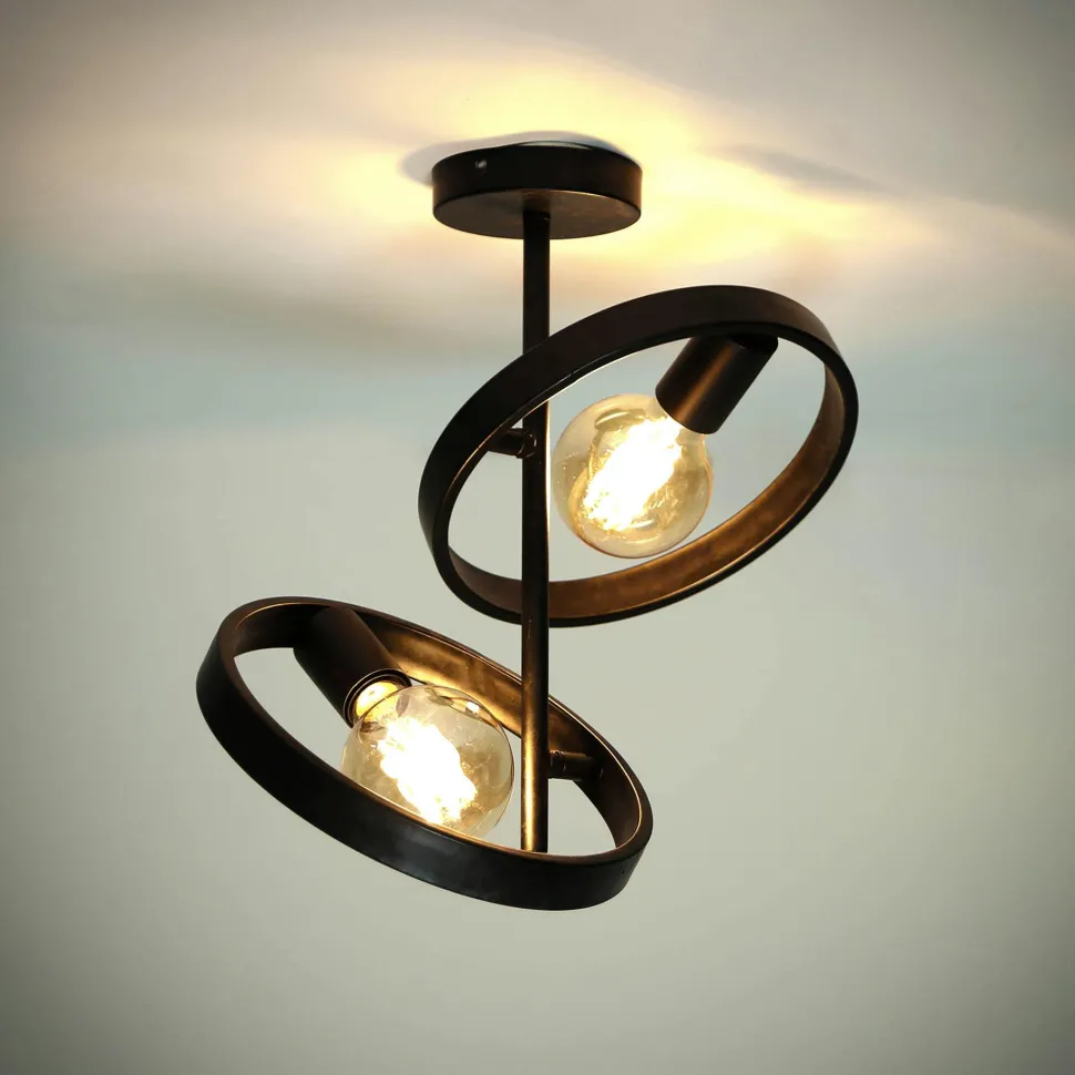 Suspension moderne laquée noire et cuivre, forme goutte SILE