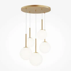 Suspension moderne noir & blanc – 5 globes en grappe DELTONA