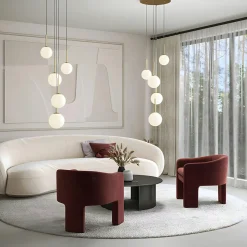 Suspension moderne noir & blanc – 5 globes en grappe DELTONA