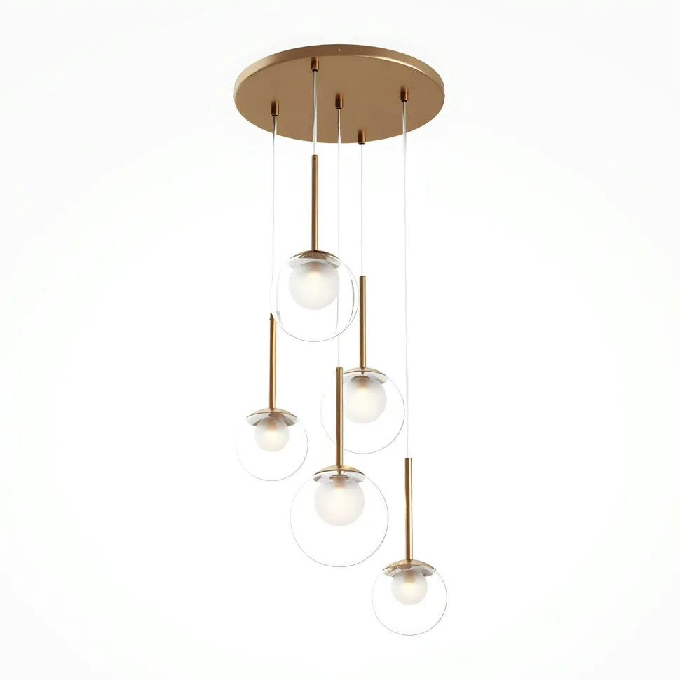 Suspension moderne noir & blanc – 5 globes en grappe DELTONA