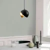 Suspension moderne noire & doré, 2 demi-sphères SILE